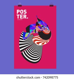 Abstract  Colorful Curvy Liquid Cover and Poster Design Template. Flat Line Shape and Pattern Layout Design Template.