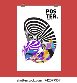 Abstract  Colorful Curvy Liquid Cover and Poster Design Template. Flat Line Shape and Pattern Layout Design Template.