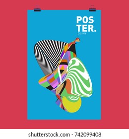 Abstract  Colorful Curvy Liquid Cover and Poster Design Template. Flat Line Shape and Pattern Layout Design Template.