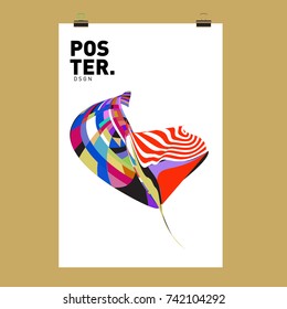 Abstract  Colorful Curvy Liquid Cover and Poster Design Template. Flat Line Shape and Pattern Layout Design Template.