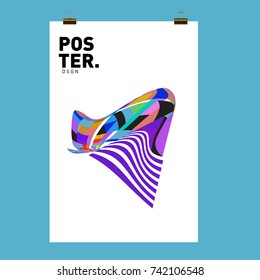 Abstract  Colorful Curvy Liquid Cover and Poster Design Template. Flat Line Shape and Pattern Layout Design Template.