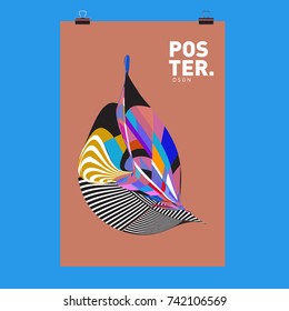 Abstract  Colorful Curvy Liquid Cover and Poster Design Template. Flat Line Shape and Pattern Layout Design Template.