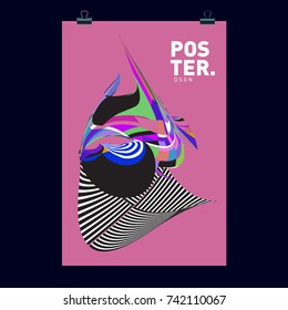 Abstract  Colorful Curvy Liquid Cover and Poster Design Template. Flat Line Shape and Pattern Layout Design Template.