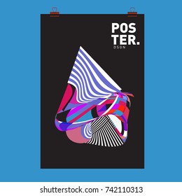 Abstract  Colorful Curvy Liquid Cover and Poster Design Template. Flat Line Shape and Pattern Layout Design Template.