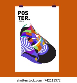 Abstract  Colorful Curvy Liquid Cover and Poster Design Template. Flat Line Shape and Pattern Layout Design Template.