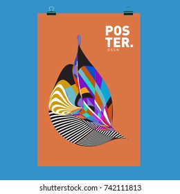 Abstract  Colorful Curvy Liquid Cover and Poster Design Template. Flat Line Shape and Pattern Layout Design Template.