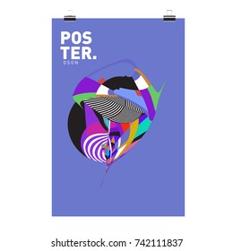 Abstract  Colorful Curvy Liquid Cover and Poster Design Template. Flat Line Shape and Pattern Layout Design Template.