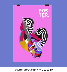 Abstract  Colorful Curvy Liquid Cover and Poster Design Template. Flat Line Shape and Pattern Layout Design Template.