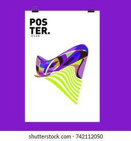 Abstract  Colorful Curvy Liquid Cover and Poster Design Template. Flat Line Shape and Pattern Layout Design Template.
