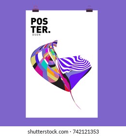 Abstract  Colorful Curvy Liquid Cover and Poster Design Template. Flat Line Shape and Pattern Layout Design Template.