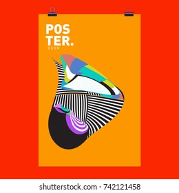 Abstract  Colorful Curvy Liquid Cover and Poster Design Template. Flat Line Shape and Pattern Layout Design Template.