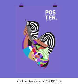 Abstract  Colorful Curvy Liquid Cover and Poster Design Template. Flat Line Shape and Pattern Layout Design Template.