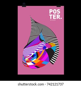 Abstract  Colorful Curvy Liquid Cover and Poster Design Template. Flat Line Shape and Pattern Layout Design Template.