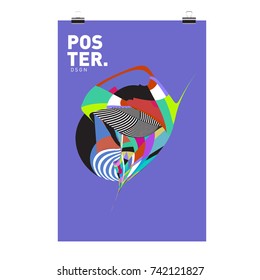 Abstract  Colorful Curvy Liquid Cover and Poster Design Template. Flat Line Shape and Pattern Layout Design Template.