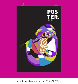 Abstract Colorful Curvy Liquid Cover and Poster Design Template. Flat Line Shape and Pattern Layout Design Template.