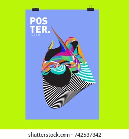 Abstract Colorful Curvy Liquid Cover and Poster Design Template. Flat Line Shape and Pattern Layout Design Template.