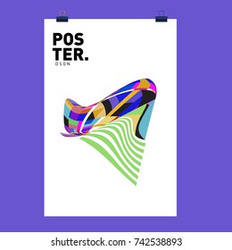Abstract Colorful Curvy Liquid Cover and Poster Design Template. Flat Line Shape and Pattern Layout Design Template.