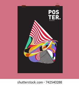 Abstract Colorful Curvy Liquid Cover and Poster Design Template. Flat Line Shape and Pattern Layout Design Template.