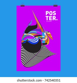 Abstract Colorful Curvy Liquid Cover and Poster Design Template. Flat Line Shape and Pattern Layout Design Template.