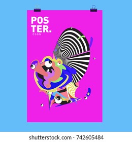 Abstract  Colorful Curvy Liquid Cover and Poster Design Template. Flat Line Shape and Pattern Layout Design Template.