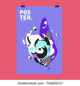 Abstract  Colorful Curvy Liquid Cover and Poster Design Template. Flat Line Shape and Pattern Layout Design Template.