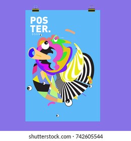 Abstract  Colorful Curvy Liquid Cover and Poster Design Template. Flat Line Shape and Pattern Layout Design Template.