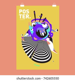 Abstract  Colorful Curvy Liquid Cover and Poster Design Template. Flat Line Shape and Pattern Layout Design Template.