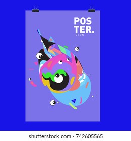 Abstract  Colorful Curvy Liquid Cover and Poster Design Template. Flat Line Shape and Pattern Layout Design Template.