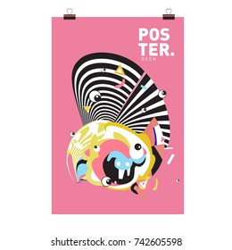 Abstract  Colorful Curvy Liquid Cover and Poster Design Template. Flat Line Shape and Pattern Layout Design Template.