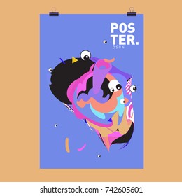 Abstract  Colorful Curvy Liquid Cover and Poster Design Template. Flat Line Shape and Pattern Layout Design Template.