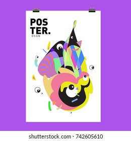 Abstract  Colorful Curvy Liquid Cover and Poster Design Template. Flat Line Shape and Pattern Layout Design Template.