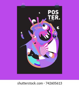 Abstract  Colorful Curvy Liquid Cover and Poster Design Template. Flat Line Shape and Pattern Layout Design Template.