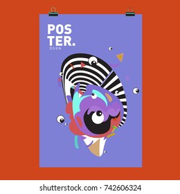 Abstract  Colorful Curvy Liquid Cover and Poster Design Template. Flat Line Shape and Pattern Layout Design Template.