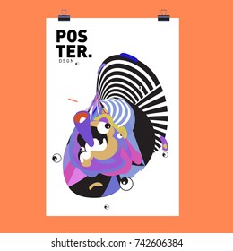 Abstract  Colorful Curvy Liquid Cover and Poster Design Template. Flat Line Shape and Pattern Layout Design Template.