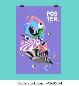 Abstract  Colorful Curvy Liquid Cover and Poster Design Template. Flat Line Shape and Pattern Layout Design Template.