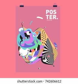 Abstract  Colorful Curvy Liquid Cover and Poster Design Template. Flat Line Shape and Pattern Layout Design Template.