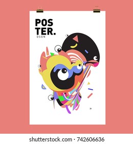 Abstract  Colorful Curvy Liquid Cover and Poster Design Template. Flat Line Shape and Pattern Layout Design Template.