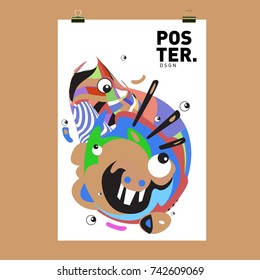 Abstract  Colorful Curvy Liquid Cover and Poster Design Template. Flat Line Shape and Pattern Layout Design Template.