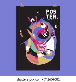 Abstract  Colorful Curvy Liquid Cover and Poster Design Template. Flat Line Shape and Pattern Layout Design Template.