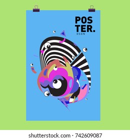 Abstract  Colorful Curvy Liquid Cover and Poster Design Template. Flat Line Shape and Pattern Layout Design Template.