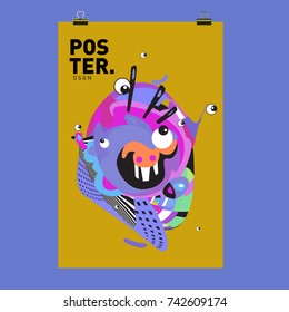 Abstract  Colorful Curvy Liquid Cover and Poster Design Template. Flat Line Shape and Pattern Layout Design Template.