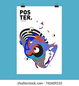 Abstract  Colorful Curvy Liquid Cover and Poster Design Template. Flat Line Shape and Pattern Layout Design Template.