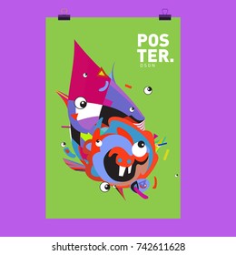 Abstract  Colorful Curvy Liquid Cover and Poster Design Template. Flat Line Shape and Pattern Layout Design Template.