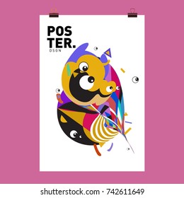 Abstract  Colorful Curvy Liquid Cover and Poster Design Template. Flat Line Shape and Pattern Layout Design Template.