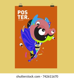 Abstract  Colorful Curvy Liquid Cover and Poster Design Template. Flat Line Shape and Pattern Layout Design Template.