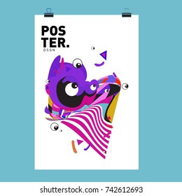 Abstract  Colorful Curvy Liquid Cover and Poster Design Template. Flat Line Shape and Pattern Layout Design Template.