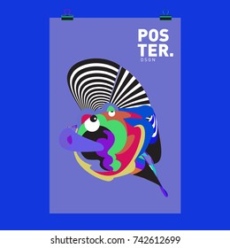 Abstract  Colorful Curvy Liquid Cover and Poster Design Template. Flat Line Shape and Pattern Layout Design Template.