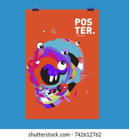 Abstract  Colorful Curvy Liquid Cover and Poster Design Template. Flat Line Shape and Pattern Layout Design Template.