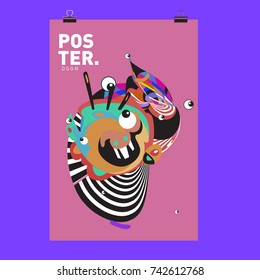 Abstract  Colorful Curvy Liquid Cover and Poster Design Template. Flat Line Shape and Pattern Layout Design Template.