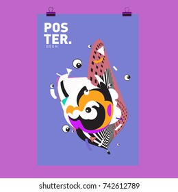 Abstract  Colorful Curvy Liquid Cover and Poster Design Template. Flat Line Shape and Pattern Layout Design Template.